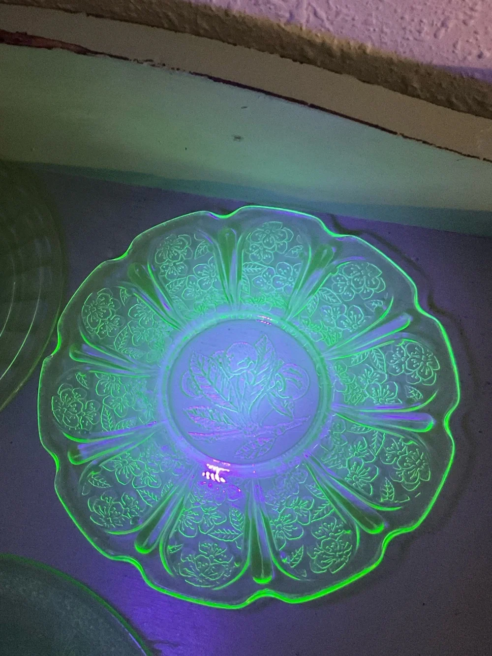 Lot of 4 mixed Green Uranium Saucers Plate Glass